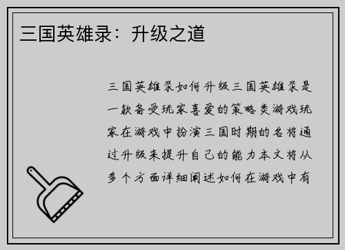 三国英雄录：升级之道